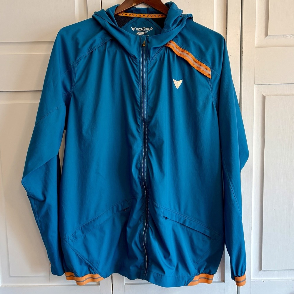 KORSA Men's Accelerate Run Jacket Size Medium Jogging Hiking Windbreaker‎ Blue